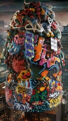 Fototapeta premium A Messy Graffiti Wall Background