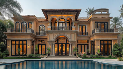 Obraz premium a luxurious villa with a large yard