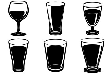 A set of black glass  silhouettes