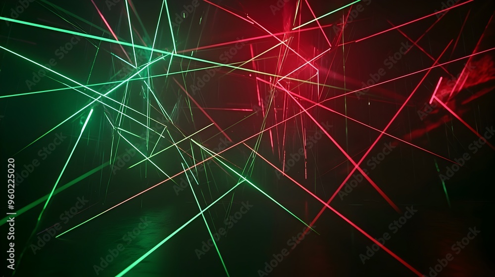 Poster captivating lattice of intersecting laser beams in futuristic sci-fi atmosphere