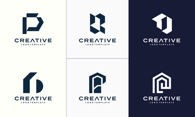 Set of  Monogram P Negative Space Property Headquarter Building