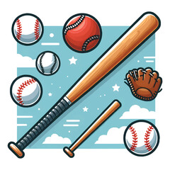 Baseball Essentials" vector set white background isolated a high quality