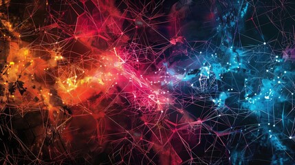 Obraz premium Vibrant abstract digital artwork showcasing a blend of colorful shapes and lines, perfect for technology and creativity themes.