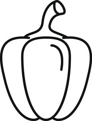 Simple vector line art illustration of a bell pepper with a thick outline