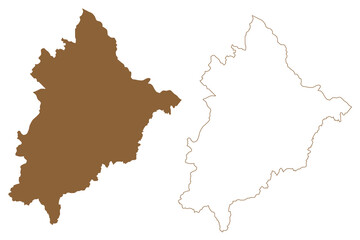 Volkermarkt district (Republic of Austria or Österreich, Carinthia or Kärnten state) map vector illustration, scribble sketch Bezirk Völkermarkt map