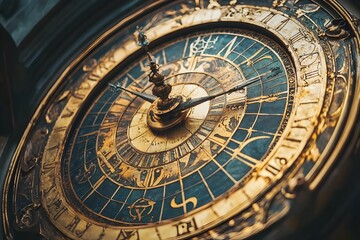 Antique Ornate Brass Mechanical Clock with Intricate Dial and Hands Showcasing the Precision of