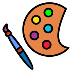 Palette And Paintbrush Icon Element For Design