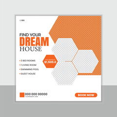 modern Real Estate Social Media Post design.Instagram post template.Real Estate Home Sale banner.
