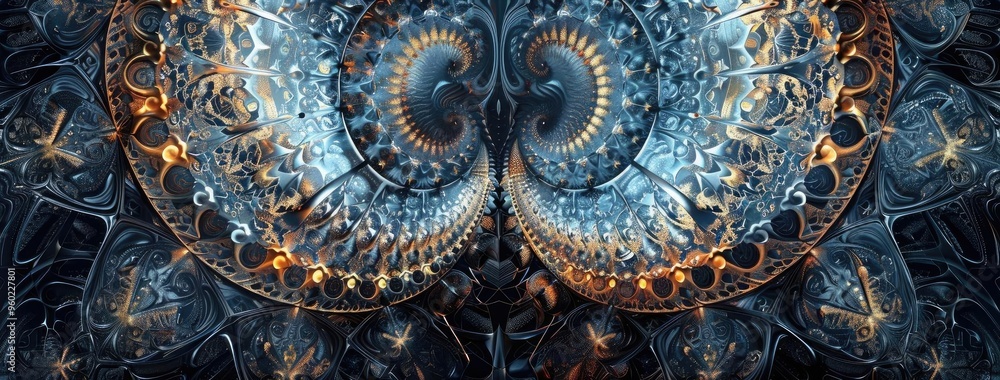 Poster a mesmerizing fractal design showcasing intricate patterns and vibrant colors, perfect for digital a