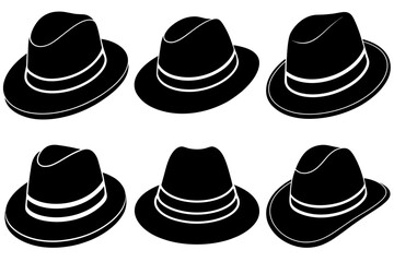 A set of black hat silhouettes