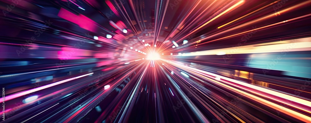 Poster dynamic light burst creating a sense of speed and motion, perfect for technology and futuristic them