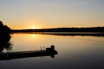 Sonnenuntergang am Möhnesee, Stockumer Damm, Kreis Soest, August 2023