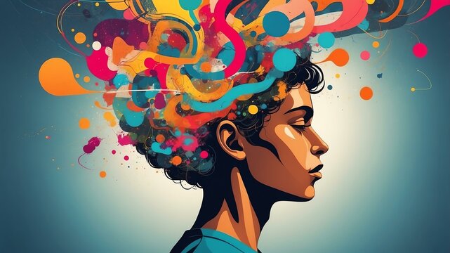 a person overthinking abstract image background