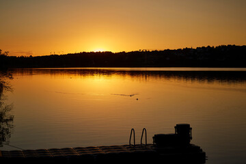 Sonnenuntergang am Möhnesee, Stockumer Damm, Kreis Soest, August 2023