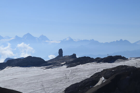 View from the top of an alpine glacier