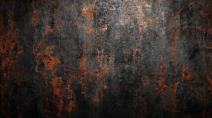 Fototapeta premium Dark, weathered metal with rust and scratches, creating a gritty and worn aesthetic for a grunge-style background.