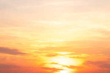Fototapeta premium Beautiful , luxury soft gradient orange gold clouds and sunlight on the blue sky perfect for the background, take in everning,Twilight, Large size, high definition landscape photo