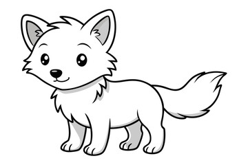 Cute baby wolf icon line art Vector Art Illustration