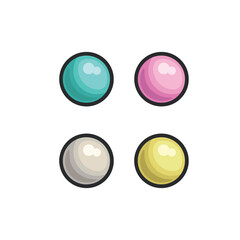 shiny ball set with different color in outline flat vector design.