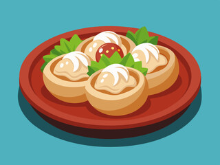 Russian national food. Pelmeni. Dumplings. Dough with meat or fish filling.
