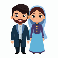  a cute pakistani couple in traditional illustration