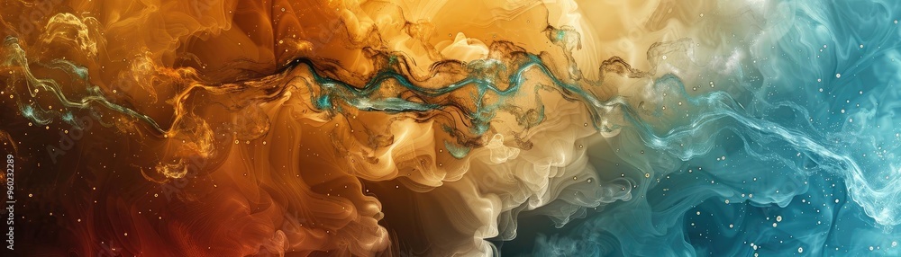Poster abstract art featuring vibrant colors and fluid patterns, creating a captivating visual experience o