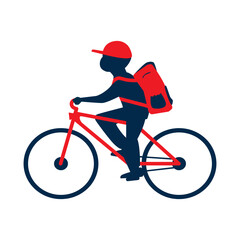 Obraz premium bike delivery transport with man and backpack in flat design