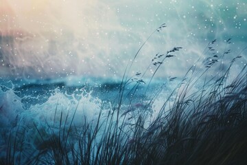 Fototapeta premium The soothing sound of the sea as a gentle breeze rustles through the leaves in nature s harmony.