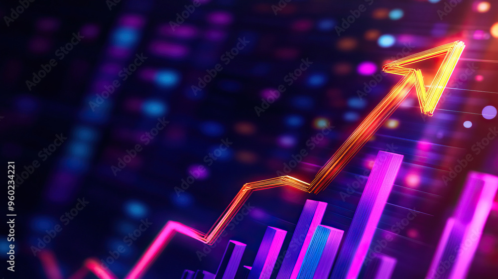 Aufkleber vibrant digital graph with an upward trend, showcasing data growth and dynamic business analytics in