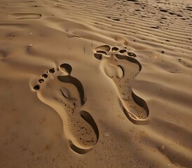 Obraz premium Footprints in the sand ai generate