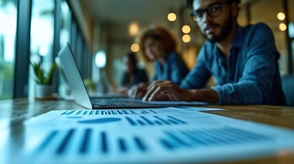 A team of data analysts working together, using laptops and whiteboards to decode complex data patterns