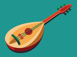 urkish plucked musical instrument baglama vector