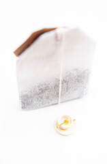 image of tea bag miniature mug white background
