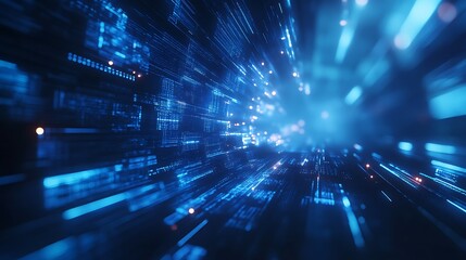 Cyberpunk atmosphere with glowing lines and squares on abstract digital background for video or graphic design