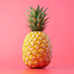 3D Pineapple Illustration on Pink Background