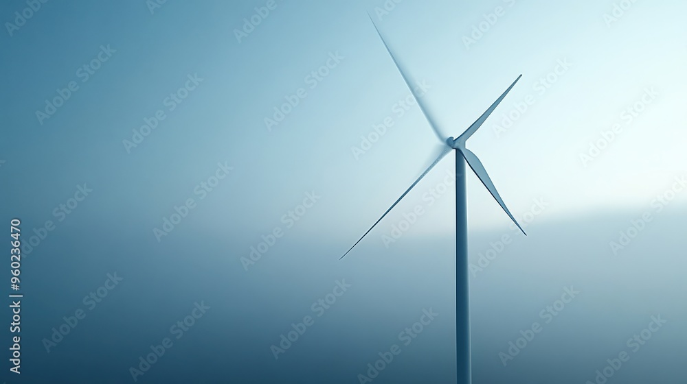 Poster minimal ai-powered wind turbine monitoring system, clean design with soft light, ample copy space ar