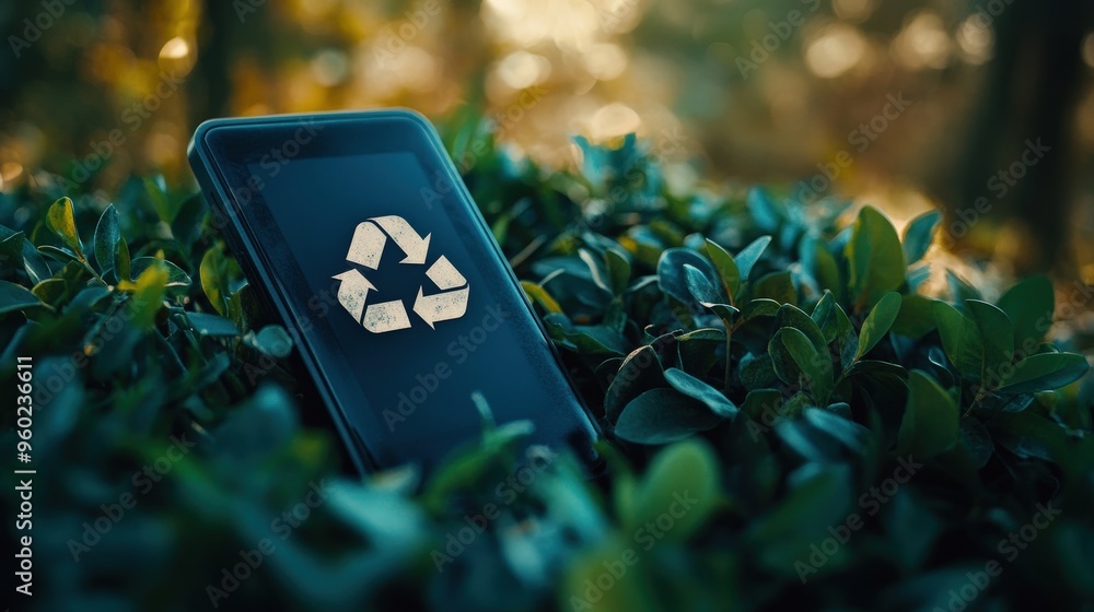 Canvas Prints simple ai-driven recycling reminder on a smart device, minimal scene with soft light and ample copy 