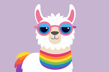 Llama with rainbow glasses