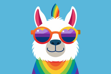 Llama with rainbow glasses