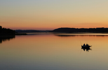 Sonnenuntergang am Möhnesee, Stockumer Damm, Kreis Soest, August 2023