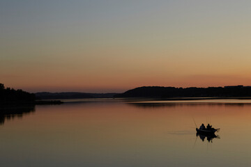 Sonnenuntergang am Möhnesee, Stockumer Damm, Kreis Soest, August 2023