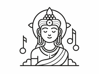 Ravana hatha Outline Icon Design illustration. Music Symbol on White background