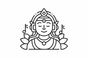 Ravana hatha Outline Icon Design illustration. Music Symbol on White background