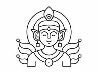 Ravana hatha Outline Icon Design illustration. Music Symbol on White background