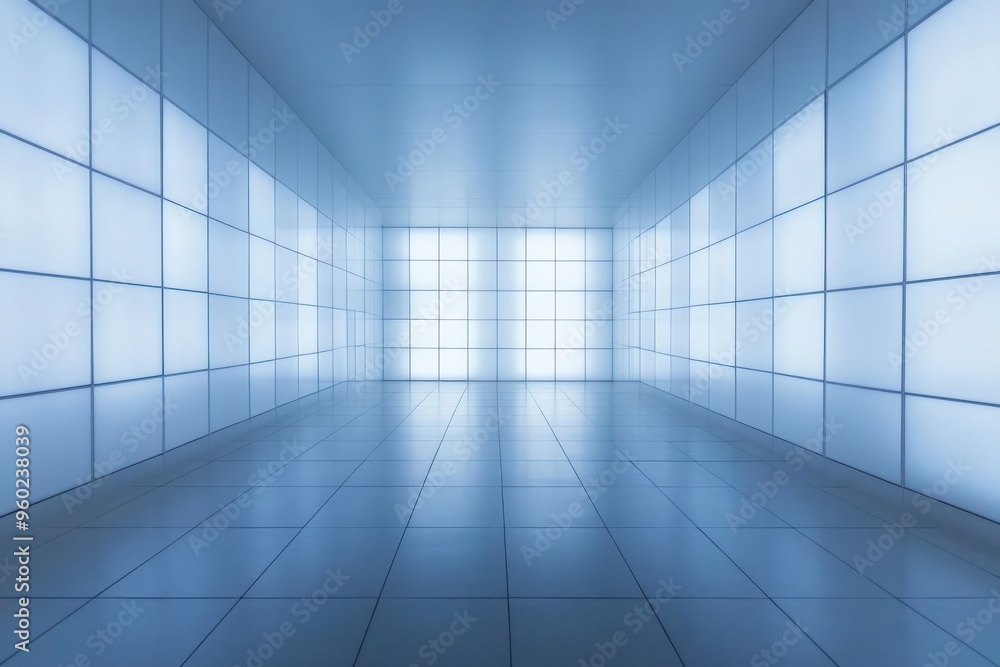 Wall mural minimal ai-controlled smart grid interface on a clean white screen, soft light, ample blank space su