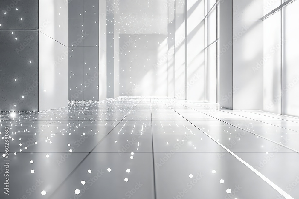 Poster minimal ai-controlled smart grid interface on a clean white screen, soft light, ample blank space su