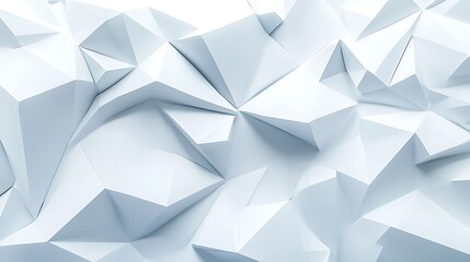 Futuristic wallpaper with abstract white background and low-poly geometric shapes 3D rendering