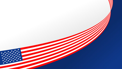 wavy United States of America flag vector background with copy space for text. USA national day