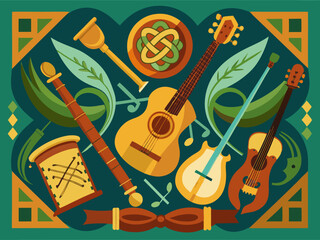 Poster or flyer design with Celtic instruments.