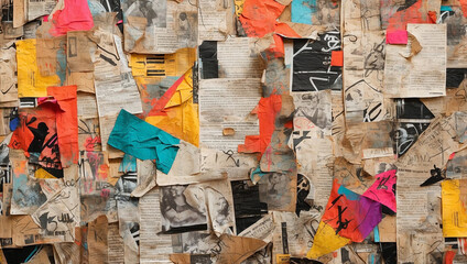 Naklejka premium Newspaper Collage Backdrop